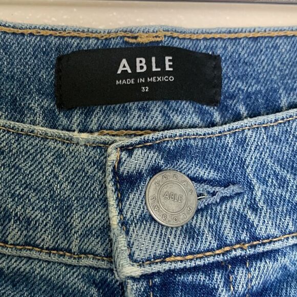 Women’s ABLE the straight jean size 32 raw hem sold out high rise waist - Picture 4 of 13